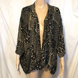 Ecote Small Black Tan Short Sleeve Open Front